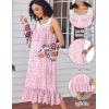 Ekouaer Nightgowns for Women Sleeveless Night Gown Victorian Sleep Shirt with Pockets Ladies Pajamas Lace Trim Sleepwear(Pink Flowers)