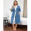 Ekouaer Plus Size Robe for Women Waffle Knit Bathrobe Short Lightweight Kimono Robes with Pockets Maternity Robe S-XXL(Blue)