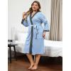 Ekouaer Plus Size Robe for Women Waffle Knit Bathrobe Short Lightweight Kimono Robes with Pockets Maternity Robe S-XXL(Light Blue)