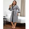 Ekouaer Plus Size Robe for Women Waffle Knit Bathrobe Short Lightweight Kimono Robes with Pockets Maternity Robe S-XXL(Light Gray)