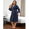 Ekouaer Plus Size Robe for Women Waffle Knit Bathrobe Short Lightweight Kimono Robes with Pockets Maternity Robe S-XXL(Navy Blue)