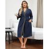 Ekouaer Plus Size Robe for Women Waffle Knit Bathrobe Short Lightweight Kimono Robes with Pockets Maternity Robe S-XXL(Navy Blue)