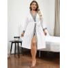 Ekouaer Plus Size Robe for Women Waffle Knit Bathrobe Short Lightweight Kimono Robes with Pockets Maternity Robe S-XXL(White)