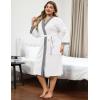 Ekouaer Plus Size Robe for Women Waffle Knit Bathrobe Short Lightweight Kimono Robes with Pockets Maternity Robe S-XXL(White)