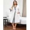 Ekouaer Plus Size Robe for Women Waffle Knit Bathrobe Short Lightweight Kimono Robes with Pockets Maternity Robe S-XXL(White)