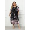 Ekouaer Plus Women’s Plus Size Mumu Dress Short Sleeve House Dress Momo Sleepdress with Pockets(Black Pink Flower)