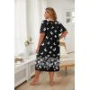 Ekouaer Plus Women’s Plus Size Mumu Dress Short Sleeve House Dress Momo Sleepdress with Pockets(Black Print)