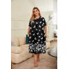 Ekouaer Plus Women’s Plus Size Mumu Dress Short Sleeve House Dress Momo Sleepdress with Pockets(Black Print)