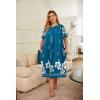 Ekouaer Plus Women’s Plus Size Mumu Dress Short Sleeve House Dress Momo Sleepdress with Pockets(Blue Flower)