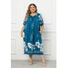 Ekouaer Plus Women’s Plus Size Mumu Dress Short Sleeve House Dress Momo Sleepdress with Pockets(Blue Flower)