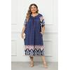 Ekouaer Plus Women’s Plus Size Mumu Dress Short Sleeve House Dress Momo Sleepdress with Pockets(Blue Print)