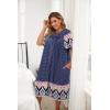 Ekouaer Plus Women’s Plus Size Mumu Dress Short Sleeve House Dress Momo Sleepdress with Pockets(Blue Print)