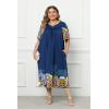 Ekouaer Plus Women’s Plus Size Mumu Dress Short Sleeve House Dress Momo Sleepdress with Pockets(Dark Blue Print)
