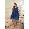 Ekouaer Plus Women’s Plus Size Mumu Dress Short Sleeve House Dress Momo Sleepdress with Pockets(Dark Blue Print)