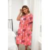 Ekouaer Plus Women’s Plus Size Mumu Dress Short Sleeve House Dress Momo Sleepdress with Pockets(Pink Print)