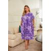 Ekouaer Plus Women’s Plus Size Mumu Dress Short Sleeve House Dress Momo Sleepdress with Pockets(Purple Print Flaral)
