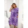 Ekouaer Plus Women’s Plus Size Mumu Dress Short Sleeve House Dress Momo Sleepdress with Pockets(Purple Print Flaral)