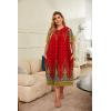Ekouaer Plus Women’s Plus Size Mumu Dress Short Sleeve House Dress Momo Sleepdress with Pockets(Red Print)