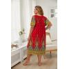 Ekouaer Plus Women’s Plus Size Mumu Dress Short Sleeve House Dress Momo Sleepdress with Pockets(Red Print)