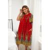 Ekouaer Plus Women’s Plus Size Mumu Dress Short Sleeve House Dress Momo Sleepdress with Pockets(Red Print)
