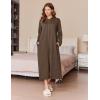 Ekouaer Robe for Women Zipper Robe Loungewear Full Length Sleepwear Pockets Housecoat Casual Straight Robe S-XXL(Khaki)