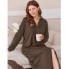Ekouaer Robe for Women Zipper Robe Loungewear Full Length Sleepwear Pockets Housecoat Casual Straight Robe S-XXL(Khaki)