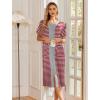 Ekouaer Robes For Women Zipper Front Bathrobe Short Sleeve House Coat Long Nightgown With Pockets Soft Loungewear(Red)