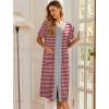 Ekouaer Robes For Women Zipper Front Bathrobe Short Sleeve House Coat Long Nightgown With Pockets Soft Loungewear(Red)