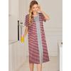 Ekouaer Robes For Women Zipper Front Bathrobe Short Sleeve House Coat Long Nightgown With Pockets Soft Loungewear(Red)