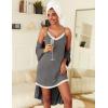 Ekouaer Robes Womens Nightgown and Robe Set 2 Piece Sexy Lace Spaghetti Strap Lightweight Sleepwear with Pockets S-XXL(Dark Gray)