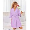 Ekouaer Robes for Women Ribbed Knit Bathrobe Soft Lightweight Knee Length Kimono Robe Ladies Sleepwear with Pockets S-XXL(Purple)