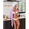 Ekouaer Robes for Women Ribbed Knit Bathrobe Soft Lightweight Knee Length Kimono Robe Ladies Sleepwear with Pockets S-XXL(Purple)
