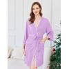 Ekouaer Robes for Women Ribbed Knit Bathrobe Soft Lightweight Knee Length Kimono Robe Ladies Sleepwear with Pockets S-XXL(Purple)