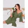 Ekouaer Short Robes for Women Lightweight Kimono Robes Knit Bathrobe Soft Sleepwear with Pockets S-XXL(Army Green)