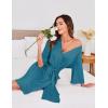 Ekouaer Short Robes for Women Lightweight Kimono Robes Knit Bathrobe Soft Sleepwear with Pockets S-XXL(Blue Green)