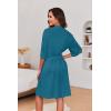 Ekouaer Short Robes for Women Lightweight Kimono Robes Knit Bathrobe Soft Sleepwear with Pockets S-XXL(Blue Green)