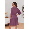 Ekouaer Short Robes for Women Lightweight Kimono Robes Knit Bathrobe Soft Sleepwear with Pockets S-XXL(Dark Purple)