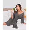 Ekouaer Short Robes for Women Lightweight Kimono Robes Knit Bathrobe Soft Sleepwear with Pockets S-XXL(Drak Grey)