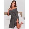 Ekouaer Short Robes for Women Lightweight Kimono Robes Knit Bathrobe Soft Sleepwear with Pockets S-XXL(Drak Grey)