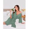 Ekouaer Short Robes for Women Lightweight Kimono Robes Knit Bathrobe Soft Sleepwear with Pockets S-XXL(Gray Green)