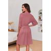 Ekouaer Short Robes for Women Lightweight Kimono Robes Knit Bathrobe Soft Sleepwear with Pockets S-XXL(Gray Purple)