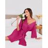 Ekouaer Short Robes for Women Lightweight Kimono Robes Knit Bathrobe Soft Sleepwear with Pockets S-XXL(Hot Pink)