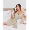 Ekouaer Short Robes for Women Lightweight Kimono Robes Knit Bathrobe Soft Sleepwear with Pockets S-XXL(Khaki)