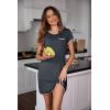 Ekouaer Sleep Shirts for Women Nightgown Short Sleeve Night Shirts for Women Sleepwear Soft Nightdress S-XXL(Dark Grey)