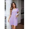 Ekouaer Sleep Shirts for Women Nightgown Short Sleeve Night Shirts for Women Sleepwear Soft Nightdress S-XXL(Lilac)