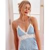 Ekouaer Sleepwear Womens Chemise Nightgown Full Slip Lace Lounge Dress(Blue Flower)