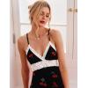 Ekouaer Sleepwear Womens Chemise Nightgown Full Slip Lace Lounge Dress(Cherry Print)