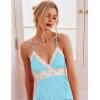 Ekouaer Sleepwear Womens Chemise Nightgown Full Slip Lace Lounge Dress(Light Blue)