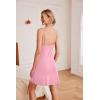 Ekouaer Sleepwear Womens Chemise Nightgown Full Slip Lace Lounge Dress(Pink)