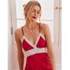 Ekouaer Sleepwear Womens Chemise Nightgown Full Slip Lace Lounge Dress(Red)
